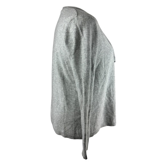 L.L. Bean 100% Cashmere Gray Open Front Cardigan Sweater Women's Medium Pockets - Picture 6 of 16